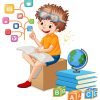 A boy read books on white background A boy read books on white background illustration